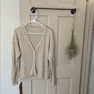 Max Studio Beige Button-Up Cardigan